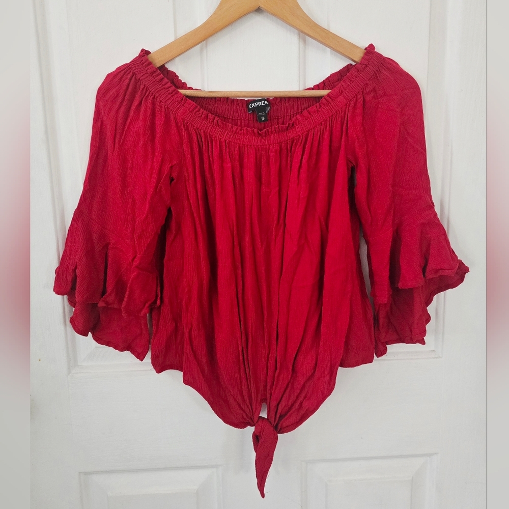 Express Women's Red Off-Shoulder Top
